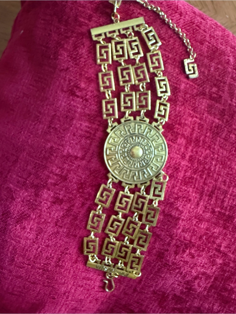 Versace for H&M Gold Greek Key Medallion Necklace